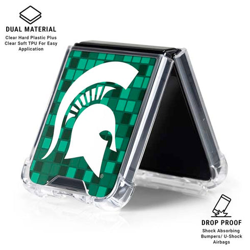 Michigan State University Spartans Digital Pixels Galaxy Z Flip6 Clear Case